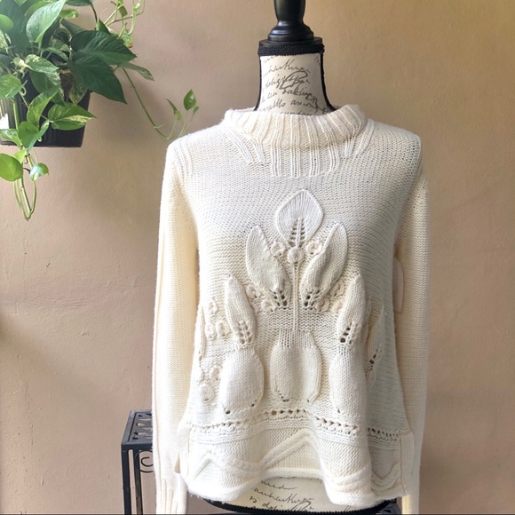 Anthropologie Sweaters - Anthropologie |Rosie Neira|Hand Knit Cream Sweater